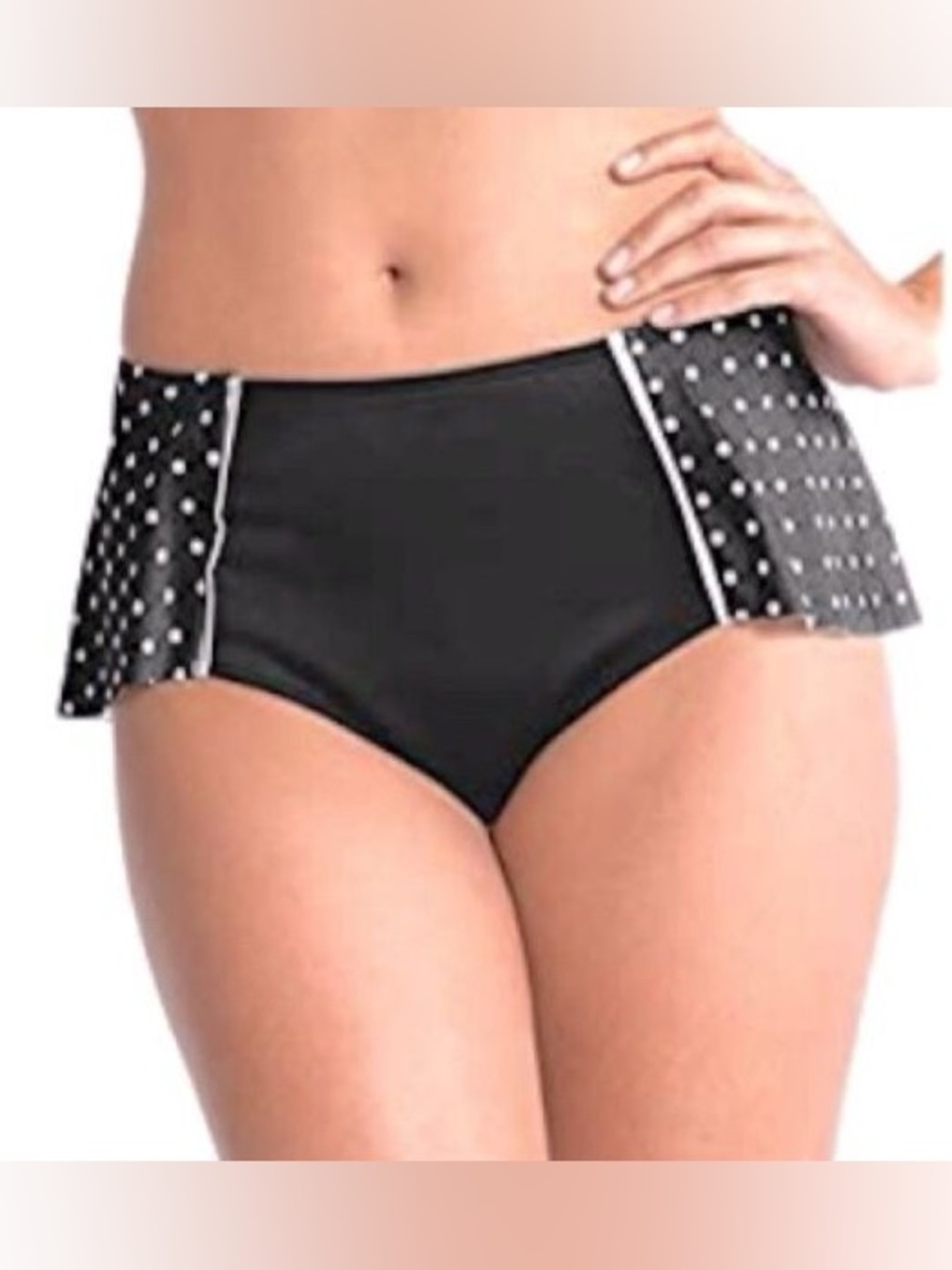 NWT SPANX Flirty Black Polkadot Swimsuit Bottoms size 10